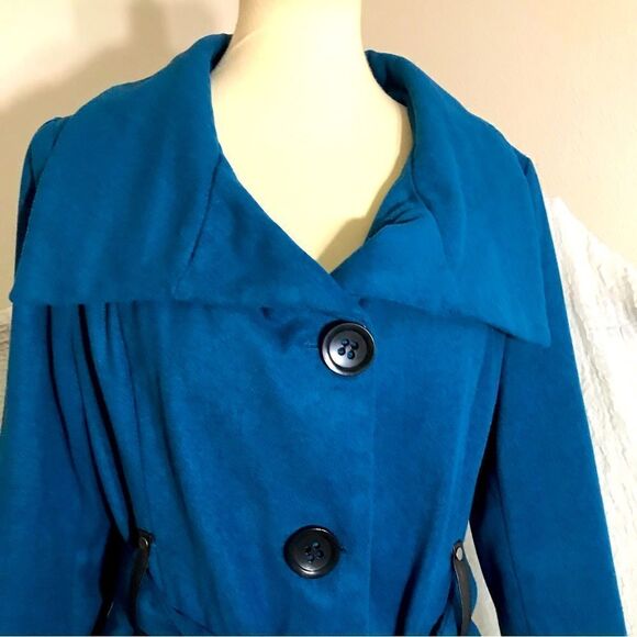 YOKI Teal Wool Blend Coat Size Large - Picture 2 of 12